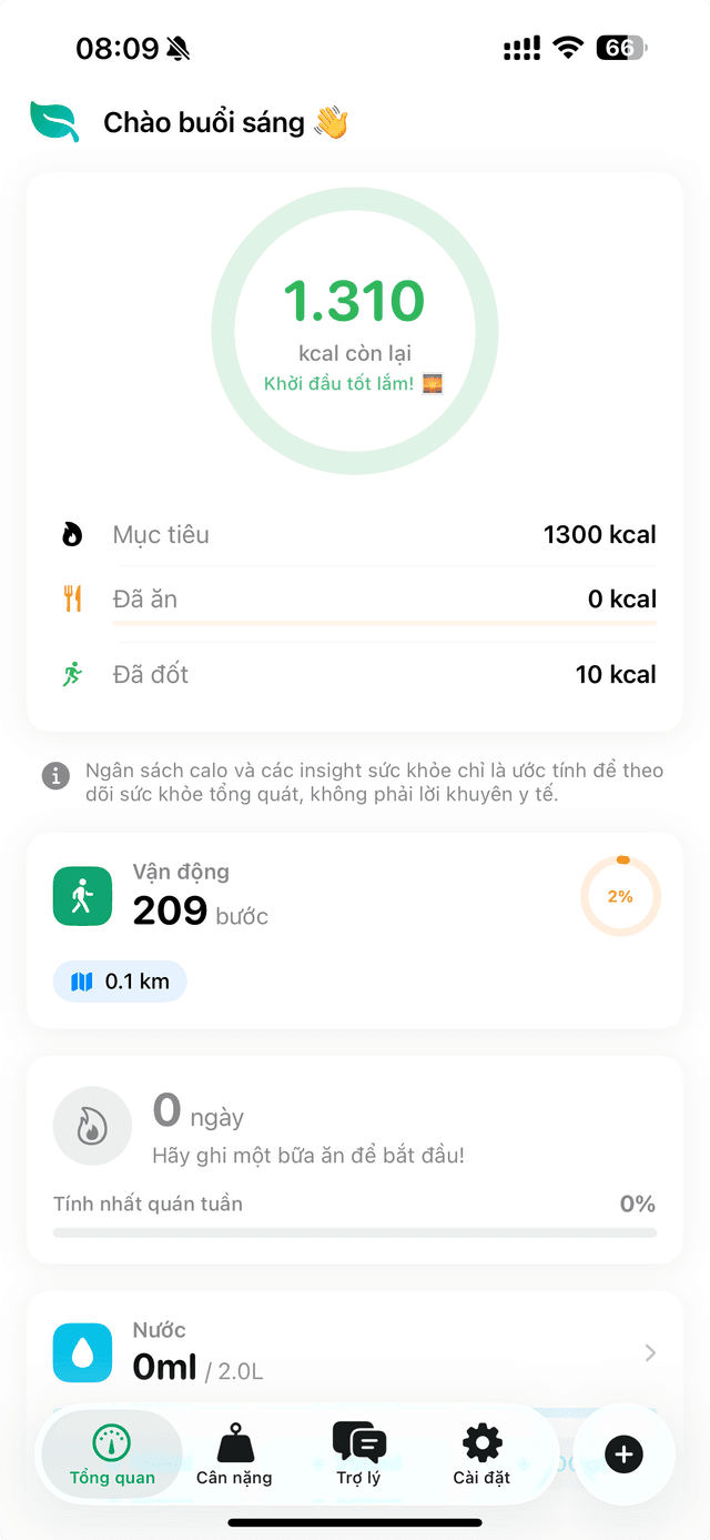 SnapCal app dashboard showing calorie tracking